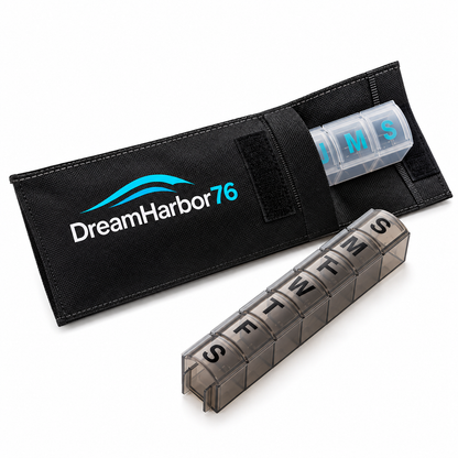 PillRite - Monthly Pill Organizer, Twice Daily AM and PM, 4 week pillbox. Easy and Simple to use dispenser for medications and vitamins. Storage Compartment for Medical Information. Free Travel Bag.