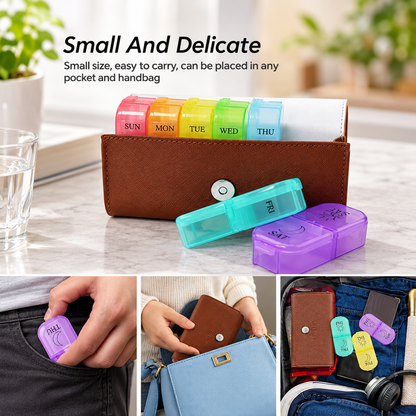 Weekly Pill Organizer 2 Times A Day,AM PM Large Daily Pill Box Medicine Organizer With PU Leather Case For Travel ,7 Day Pill Container For Vitamin Fish Oils Supplements